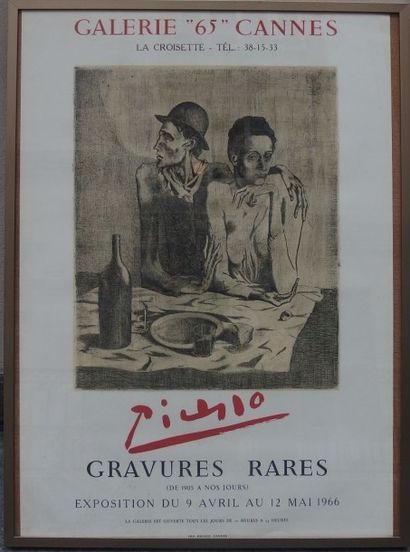 null D'après Pablo PICASSO (1881-1973), Le repas Frugal, Affiche, Cadre 74 x 53 ...