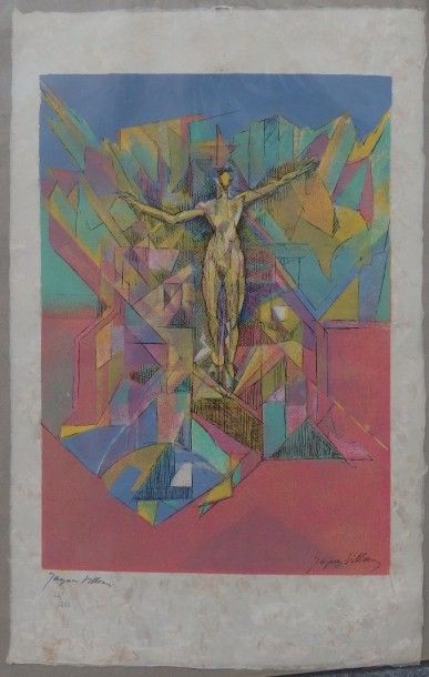 null Jacques VILLON (1875-1963),
Prométhée délivré,
Lithographie en couleurs signée...