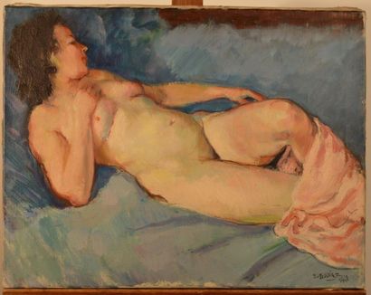GASNIER Eugène (1910-1998), GASNIER Eugène (1910-1998), Nu féminin couché, huile...