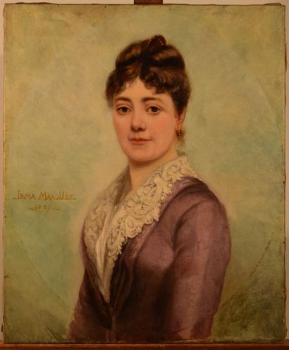 MAROLLES Irma (XIX-XXème), MAROLLES Irma (XIX-XXème), Portrait de dame, huile sur...