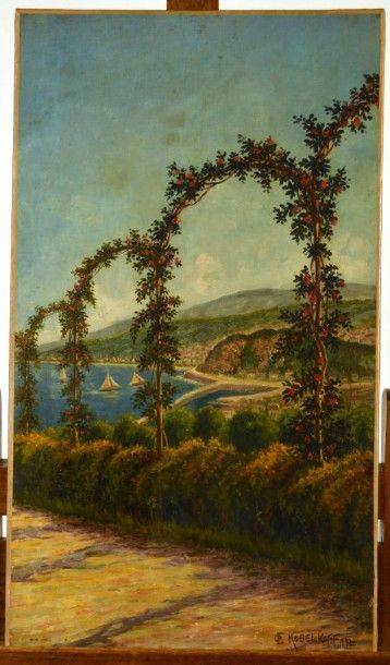KOBELKOFF (XIX-XXème), KOBELKOFF (XIX-XXème), Paysage au bord de la Méditerranée,...