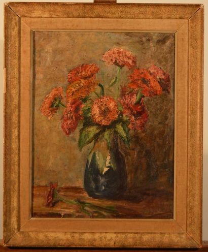 PAILLET J. (XIX - XX ème), PAILLET J. (XIX - XX ème), Vase de fleurs, huile sur carton,...
