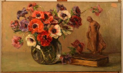 PICHON Tony (1891-1962), PICHON Tony (1891-1962), Bouquet d'anémones, huile sur toile,...