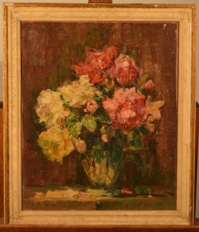 FRANC Pierre (XIX-XX), FRANC Pierre (XIX-XX), Bouquet de fleurs, huile sur panneau,...