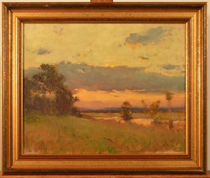 MOISSET Maurice (1860-1946), MOISSET Maurice (1860-1946), Paysage au soleil couchant,...