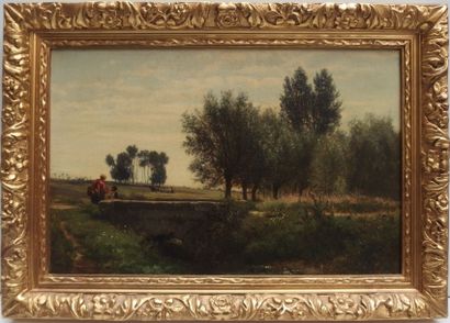 null LAMBINET Émile Charles (1815-1877), la demande en mariage, huile sur toile signée...