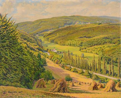 CARIOT Gustave (1872-1950), CARIOT Gustave (1872-1950), Meules de foin dans la vallée,...