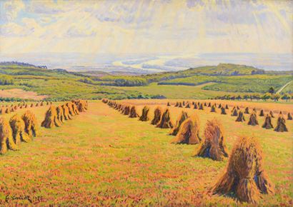 CARIOT Gustave (1872-1950), CARIOT Gustave (1872-1950), Gerbes de blé au bord du...