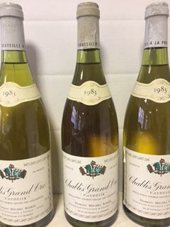 null 9 bouteilles CHABLIS "Vaudésir", M. Robin 1983 (1 TLB, 3couleurs lég évoluées)...