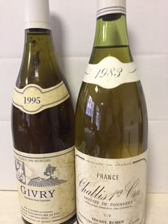 null 9 bouteilles GIVRY blanc, D. Davanture 1995 (ela, on y joint 2 Chablis Montée...