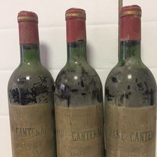 null 3 bouteilles CH. BRANE-CANTENAC, 2° cru Margaux 1961 (ets, tachées, MB) 