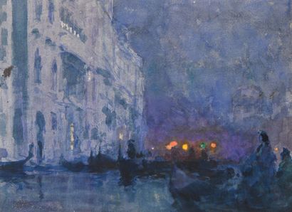 null Gaston LATOUCHE (1854-1913), Venise la nuit, Aquarelle, non signé,, 31 x 41...