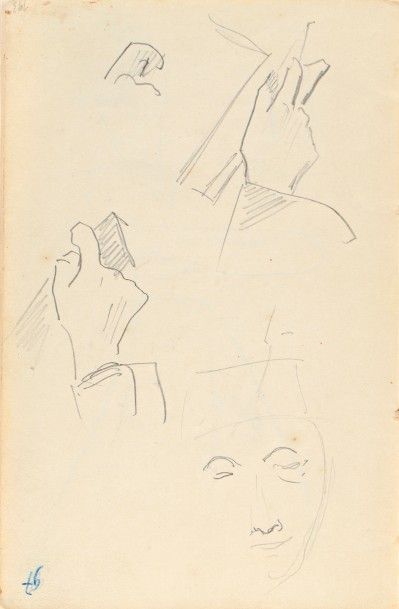 Paul GAUGUIN (1848 – 1903) Paul GAUGUIN (1848 – 1903)
Recto : étude de mains et visage
Verso...