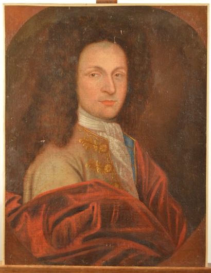 null Ecole FRANCAISE du début du XVIIIème, Portrait d'un noble en perruque, huile...