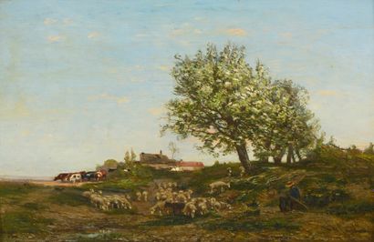 null Godefroy DE HAGEMANN (c.1820-1877),

Troupeau de moutons, Huile sur panneau,...