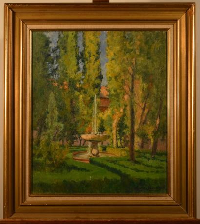 null MARTIN-SAUVAIGO Charles (1881-1970), Dans les jardins de l'Alhambra, huile sur...