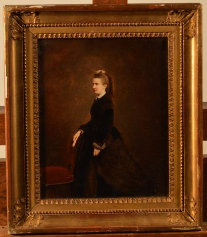 null Ecole FRANCAISE fin XIXème début Xxème, Portrait de femme en pied, photographie...