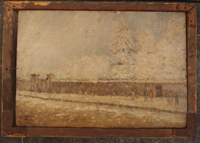 null PEULOT Ernest (1852-1940), Tempête de neige, autoportrait, vue de maison et...