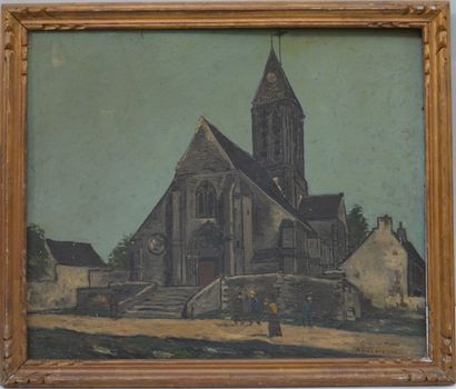 null P. MALATERRE (fin XIXème début Xxème), Eglise de Grisy-les-Plâtres, Huile sur...