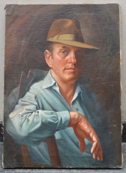 null MASUTTI Giovanni (1903-1963), Autoportrait, huile sur toile, 65 x 46 cm.