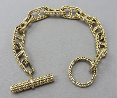 null Important Bracelet en or tressé, maille marine forçat, fermoir composé d'un...