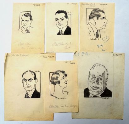 Raoul CABROL (1898-1956) : 6 dessins : CABROL : ALBANY Fernande (1889-1966), actrice...