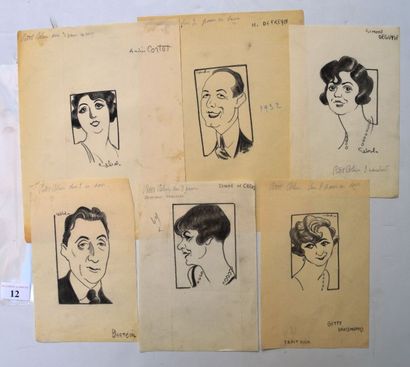 Raoul CABROL (1898-1956) : 6 dessins : CABROL : CORTOT Andrée, cantatrice française...