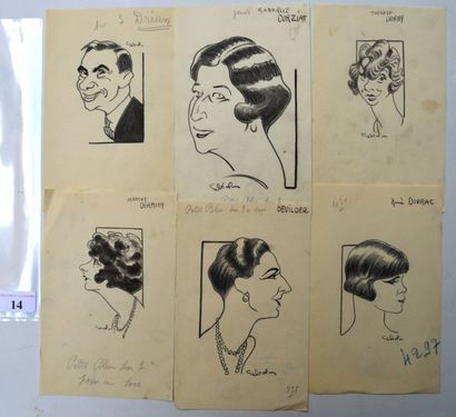 Raoul CABROL (1898-1956) : 6 dessins : CABROL : DERMING Marthe, actrice de théâtre...