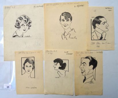 Raoul CABROL (1898-1956) : 6 dessins : CABROL : DUFLOS Huguette (1887-1982), actrice...