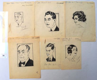Raoul CABROL (1898-1956) : 6 dessins : CABROL : DUVERNOIS Henri (1875-1937), écrivain,...
