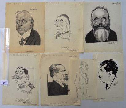 Raoul CABROL (1898-1956), Claude BILS (1884-1968) : 7 dessins : CABROL : CUSHEMDUN...