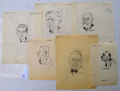 Raoul CABROL (1898-1956): 6 dessins : CABROL : Alexandre Desrousseaux dit BRACKE...