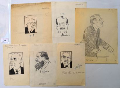 Raoul CABROL (1898-1956): 6 dessins : CABROL : BERTHON André (1882-1968), avocat,...