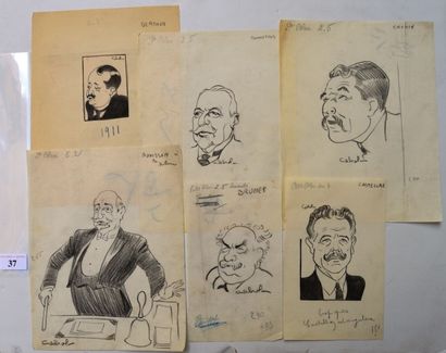 Raoul CABROL (1898-1956): 6 dessins : CABROL : BERTHON André (1882-1968), avocat,...