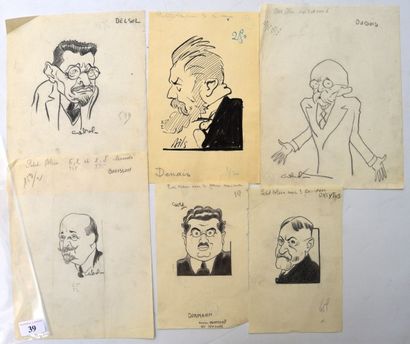Raoul CABROL (1898-1956), Claude BILS (1884-1968) : 6 dessins : CABROL : BOUISSON...