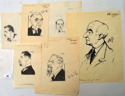 Raoul CABROL (1898-1956), Claude BILS (1884-1968) : 6 dessins : BILS : CHIAPPE Jean...
