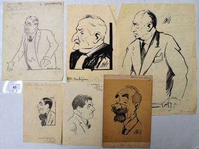 Raoul CABROL (1898-1956), Claude BILS (1884-1968) : 6 dessins : BILS : ALPHANDERY...