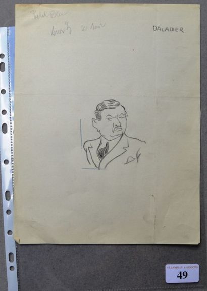 Raoul CABROL (1898-1956) : 1 dessin : CABROL : DALADIER Edouard (1884-1970), homme...