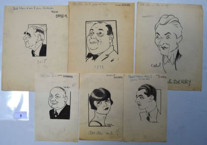 Raoul CABROL (1898-1956) : 6 dessins : CABROL : BERLEY André (1890-1936), acteur,...