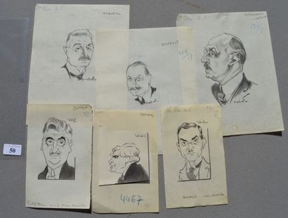 Raoul CABROL (1898-1956) : 6 dessins : CABROL : ANQUETIL Paul (1873-1940), député...