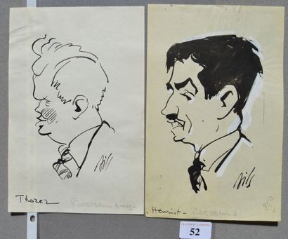 Claude BILS (1884-1968) : 2 dessins : BILS : HENRIOT Philippe (1889-1944), homme...