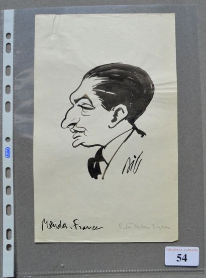 Claude BILS (1884-1968) : 1 dessin : BILS : MENDES-France Pierre (1907-1982), homme...