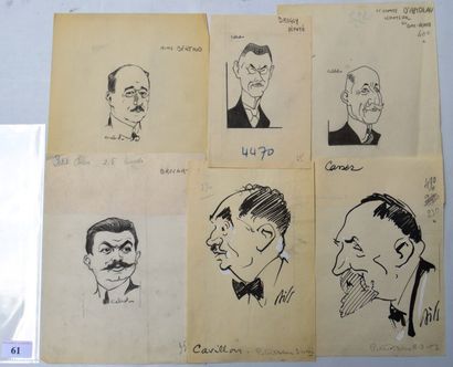 Raoul CABROL (1898-1956), Claude BILS (1884-1968) : 6 dessins : CABROL : BERTHOD...