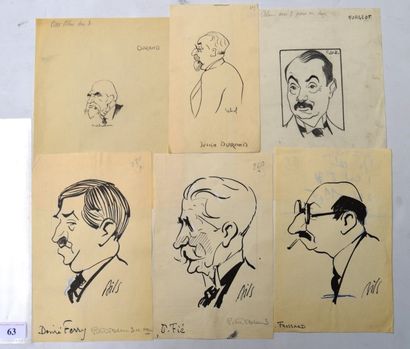 Raoul CABROL (1898-1956), Claude BILS (1884-1968) : 6 dessins : CABROL : DURAND Jean...