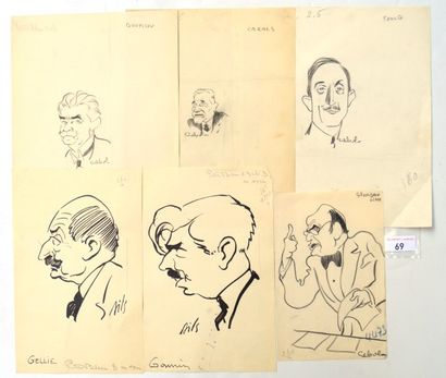 Claude BILS (1884-1968), Raoul CABROL (1898-1956) : 6 dessins : CABROL : BOUYSSOU...