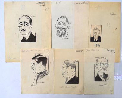 Raoul CABROL (1898-1956) : 6 dessins : CABROL : ANTERIOU Louis (1887-1931), députée...