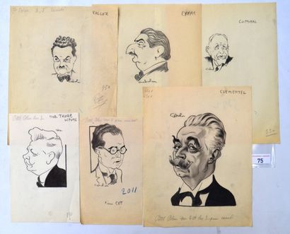 Raoul CABROL (1898-1956) : 6 dessins : CABROL : CLEMENTEL Etienne (1864-1936), homme...