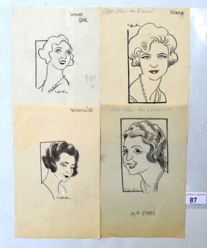 Raoul CABROL (1898-1956) : 4 dessins : CABROL : BERANGERE ?, Fusain sur papier calque,...