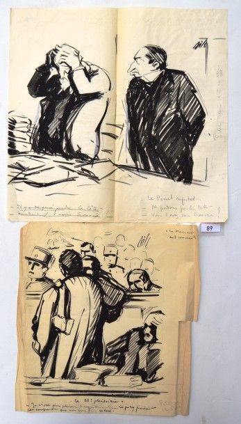 Claude BILS (1884-1968) : 2 dessins : BILS : Le massacre des innocents, la 28 ème...