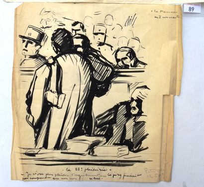 Claude BILS (1884-1968) : 2 dessins : BILS : Le massacre des innocents, la 28 ème...
